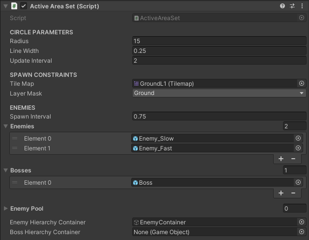 ActiveAreaSet Inspector View